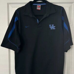 Nike Dri-Fit Mens Black Kentucky Wildcats Short Sleeve Polo Mesh Fabric